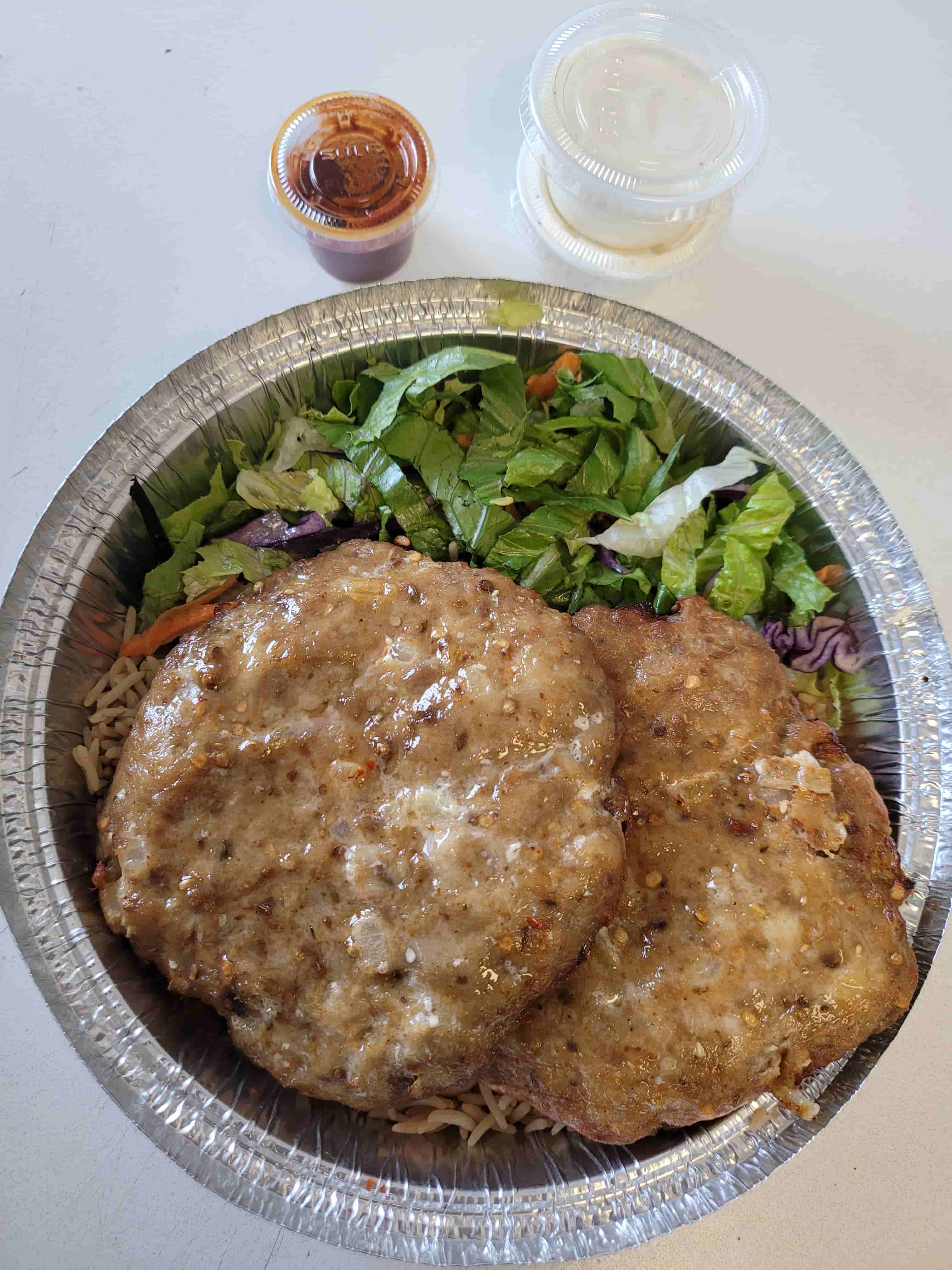 #8. 2 Chapli Kabob Over Rice